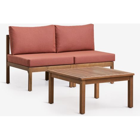 Set da giardino con divano modulare a 2 pezzi e tavolino in legno di acacia Branson SKLUM            
