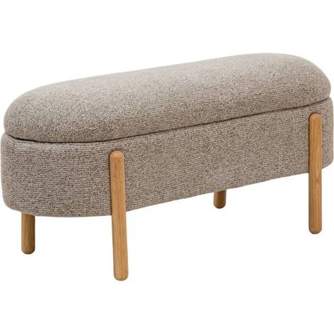 Made In Meubles – Banc en bois de pin et tissu bouclette gris clair – Dimensions 108 x 41 x 48 cm – Style contemporain pour entrée ou chambre (1/5)