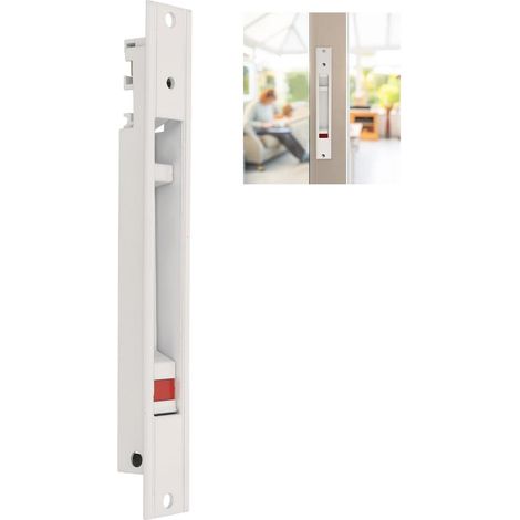 Fermeture à encastrer pour fenêtres et portes coulissantes en aluminium - Serrure à crochet à encastrer - Dimensions : 174 x 23 mm - Couleur blanche - Bord carré - Installation avec vis (1/5)
