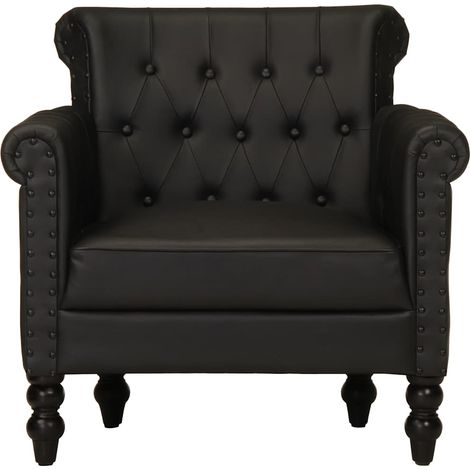 Fauteuil Relax Fauteuil Salon - Noir Cuir de chèvre véritable BV384867 - BonneVie (1/5)