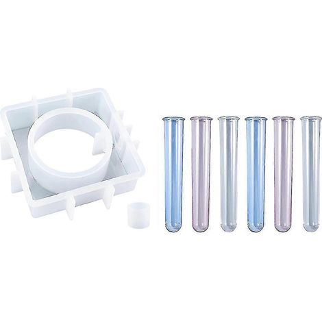 Moules en silicone pour vases avec 6 tubes à essai, compatibles avec la résine, pour la maison, le bureau et le jardin. (1/5)