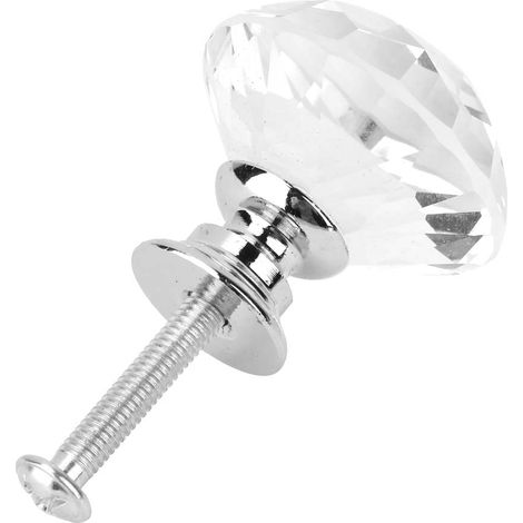 1 poignée de porte/tiroir en verre cristal en forme de diamant de 30 mm (transparente) (1/5)