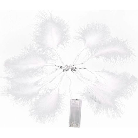 Guirnalda de luces LED de 1,2 m con 10 luces tipo pluma, funciona con pilas, ideal para Navidad, bodas, fiestas de cumpleaños, decoración de dormitorios y jardines (blanco cálido).