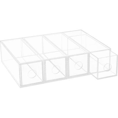 Boîte de Rangement à Lunettes Transparente en Acrylique 4 Compartiments 17,5x6,4x24,6 Cm, Présentoir Multicouche Anti-poussière, Étui à Lunettes de Soleil pour Organisation (1/5)