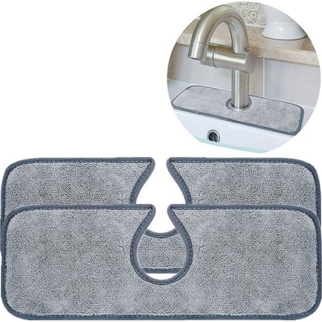 2pcs Tapis Absorbant pour Robinet De Cuisine, Protection Contre Les éclaboussures d'évier de Robinet de Cuisine, Tapis Absorbant Enveloppant de Robinet, tampons de séchage de Nettoyage de Vaiss (1/4)