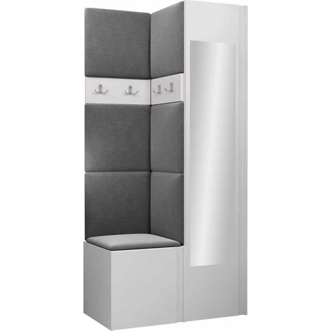 Meuble d'entrée Pinis XXV, Blanc, 186x82x46cm, Disponible, Tissu, Stratifié, À poser, Murale