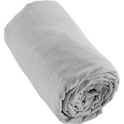 HEDDA - Drap Housse 160x200cm Flanelle de Coton Coloris Brume (1/3)