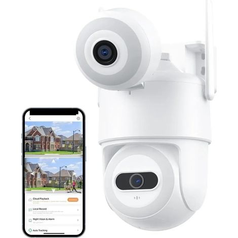 Caméra de sécurité à Domicile Caméra 8MP PTZ Double écran AI Suivi Automatique Vision Nocturne caméra de Surveillance CCTV caméra IP de sécurité extérieure 4MP(4MP NO SD Card) (1/5)