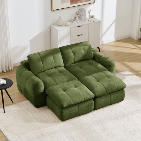 Sofá modular 2 plazas 194x160x68 cm chenilla verde sin estructura – MEUBLIV (1/5)