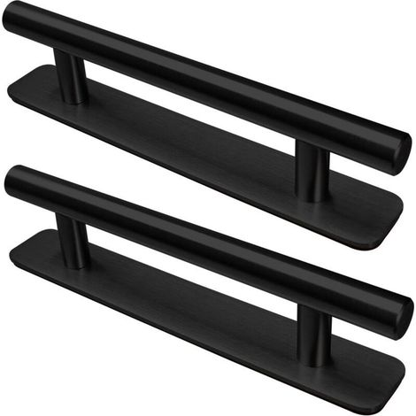 Poignée de Meuble Autocollante, 2 Pièces Poignées de Porte en Acier Inoxydable, 150mm Poignées pour Placards Cuisine Porte Commode Armoire(noir) (1/5)