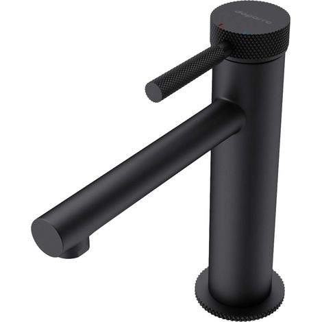 doporro Diseño de grifería mezclador monomando para lavabo de 18,1cm de altura en negro mate para un uso práctico (1/5)