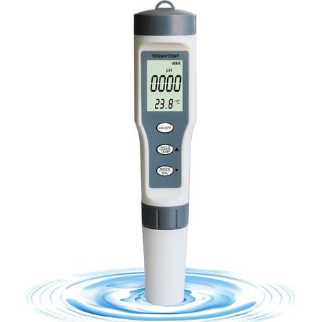 4-en-1 Testeur pH Mètre, pH Mètre numérique de qualité de l'eau pour Tester Le pH/TDS/EC/Température de Haute précision, Test pour Eau Potable, Maison, Piscine, Aquarium (1/5)