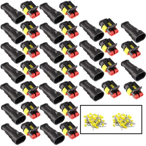 20 Kit Imperméable à l'eau Connecteur,Voiture Étanche Connecteur Électrique,Voiture Fiche etanche,étanche à la poussière, isolé et scellé(2 Pin 20 Pack) (1/5)