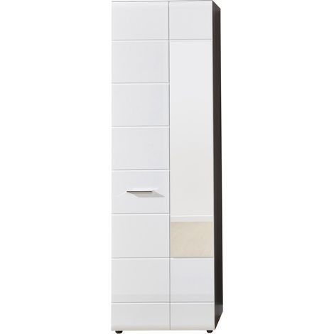 LineGD Garderobenschrank 2 Türen rauchsilber, weiß Hochglanz.