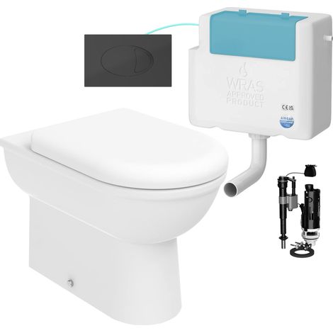Gloss White D Shape Back to Wall Toilet and Concealed Cistern Set - Side Entry (1/4)