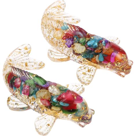 10pièces Sculpture De Poisson Cristal Décoration De Bureau Élégante Forme De Poisson Ornement De Table Naturelle avec Paillettes pour Et Famille (1/5)