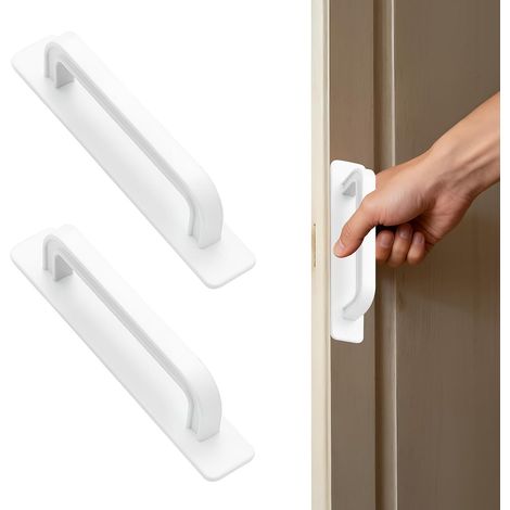 CCYKXA Stück Balkontürgriffe, selbstklebende Türgriffe, Außentürgriffe, selbstklebende Türgriffe für Möbel, Schränke, Fenster und Schiebetüren (Weiß) (1/5)