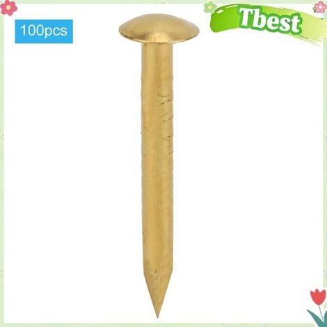 HURRISE 100pcs Clou Tête Ronde Laiton Vieilli Artisanat DIY Fixation Maison de Poupée 15 mm de longueur (1/5)