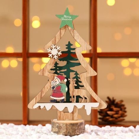 Ornement Bois - Arbre À Étoiles - Décoration Noël Intérieur - Cadeau Enfant - 21.6 x 14 cm (1/3)