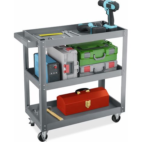 3 tier grey tool trolley with shelves and wheels 229384443 229384443 229384443 (1/5)