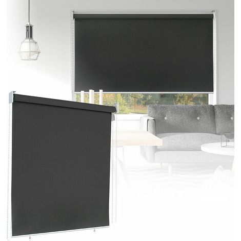 Auvents Hengda Service 100 x 140 cm de store de balcon, store vertical protection UV, pare-brise et brise-vue, en métal et polyester, anthracite - Anthracite (1/5)