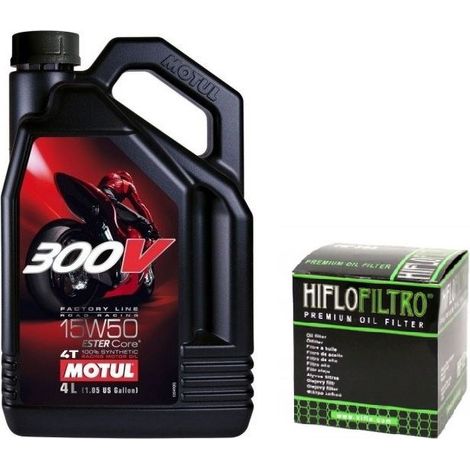 Huile Motul 300V 15W50 4L + Filtre Hiflo HF164 BMW R1200 GS K1600 Original (1/5)