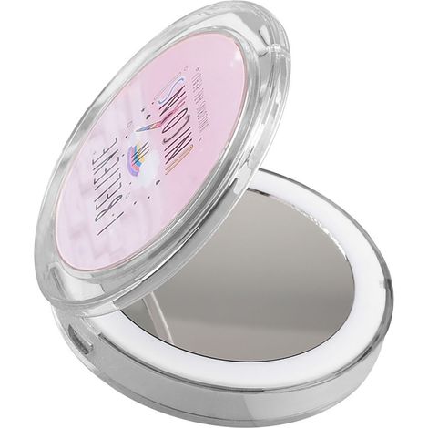 Miroir de poche LED rechargeable USB, pliable et compact, miroir de maquillage lumineux pour femme, format mini de voyage (1/5)