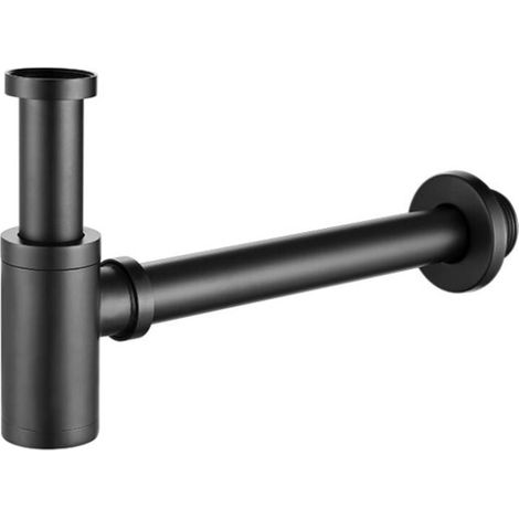 Noir mat Siphon standard en noir mat, Séparateur de drain mural en cuivre (1/4)