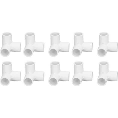 Lot de 10 raccords de tuyauterie en T à angle droit en PVC, diamètre intérieur 20 mm, blancs (1/5)