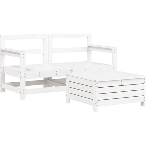 Maison Exclusive - Set Divani da Giardino 3 pz Bianco in Legno Massello di Pino