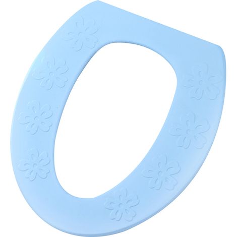 Coussin de siège de toilette EVA imperméable, coussin doux et chaud réutilisable, fournitures de salle de bain (bleu fleur) (1/2)