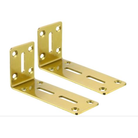 Lot de 2 (doré) équerres d'angle en forme de L 120 x 45 x 60 mm Code d'angle réglable en acier inoxydable Support d'angle à fente à 90 degrés