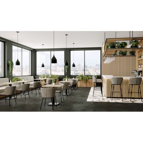 Chaises de restaurant en tissu gris Miranda (lot de 2) (1/5)