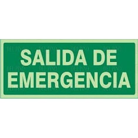 señal de salida de emergencia. plástica. rectangular. fondo verde con texto blanco. 297x148mm