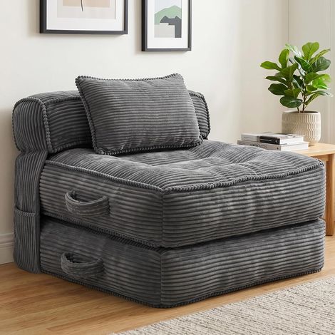 Canapé-Lit Pliable 1 Place, Fauteuil Convertible avec Oreillers (1/5)
