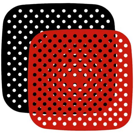 BUNTHAUS Wiederverwendbares Silikon-Luftfritteusen-Pad, leicht zu reinigende Luftfritteusen-Matten, Luftfritteusen-Matte, antihaftbeschichtete Silikon-Luftfritteusen-Korbmatte, Rot und Schwarz, 7,5 Zo (1/5)
