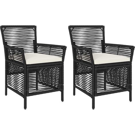 Maison Exclusive - Sedia da esterno con cuscino 2 pcs Nero e Crema polyrattan
