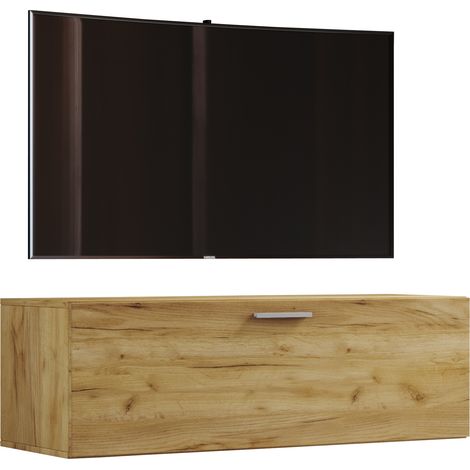 Muebles TV VCM  Tablero de pared  Colgante Lowboard  Dimensiones 40 x 115 x T. 36 cm  Gabinete de pared - Fernso (Miel Oak)