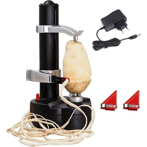 Pelador de patatas eléctrico, pelador automático de frutas y verduras con 3 cuchillas de repuesto