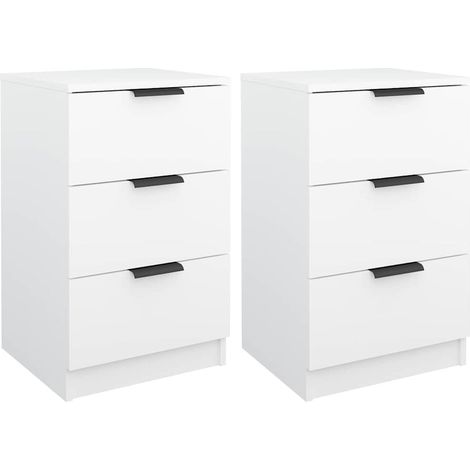 Maison Exclusive - Mesitas de noche 2 unidades color blanco 40x36 (1/5)