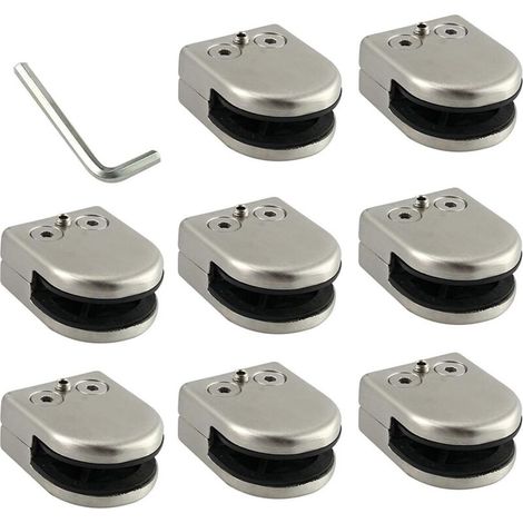 Pince De Verre 8 PCS 6-8mm En Acier Inoxydable 304 Clip En Verre Pince Support Dos Plat Finition Chromig pour Balustrade