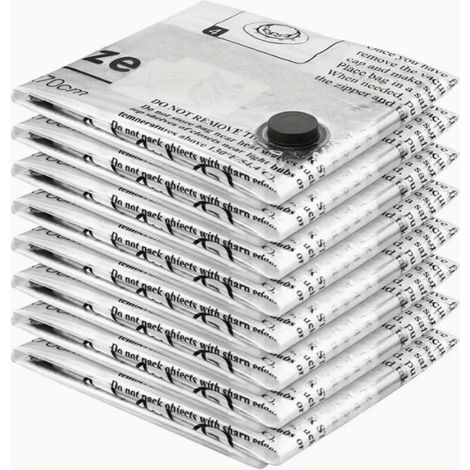 Lot de 8 sacs de rangement sous vide, 60 x 40 cm, réutilisables, pour vêtements, linge de lit et voyages, idéaux pour les déménagements.-AquaForge
