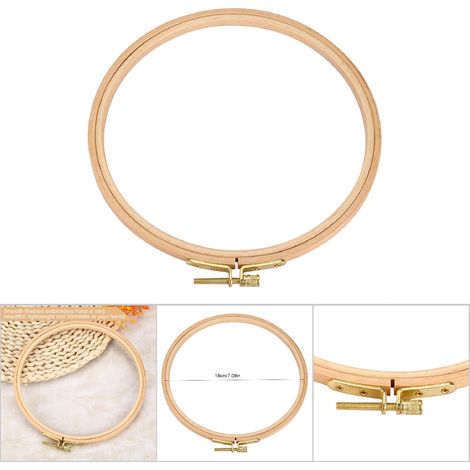 Cadre Bois à Broder à la Main Cercles pour Artisanat DIY - Cercles Bois Broderie Cadre en Bois pour Arts de l'Aiguille - Diamètre 18cm (1/5)