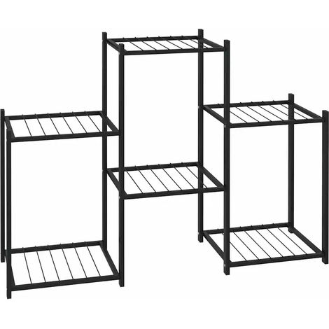Jardinière support à fleurs pratique 83 x 25 x 60 cm en fer noir (1/5)
