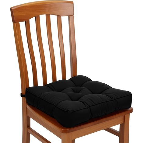 Trintion 40x40cm Firm Seat Pad with 8cm Thick Square Seat Pad with Supportive, Lift Soft Touch Faux Suede Cushion (Black) (1/5)