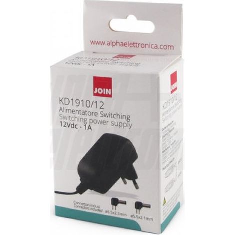 Alimentatore switching 12w - 12vdc 1a - 2 connettori