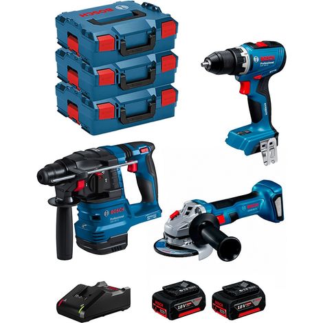 Bosch – Pack de 3 outils électroportatifs 18V – Perceuse-visseuse GSR 18V-65 – Marteau perforateur GBH 18V-22 – Meuleuse GWS 18V-8 – 2 batteries 5.0Ah
