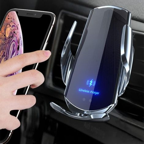 Chargeur sans fil pour intérieur de voiture, accessoire de voiture, support de navigation pour téléphone portable avec induction infrarouge, charge de 10 W et 3 adaptateurs magnétiques (1/5)