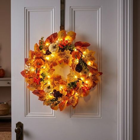 Welcome Fall Wreath LED Door Wreath