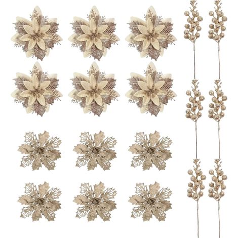 Fleurs Artificielles De Noël Décoration Saisonnière  Branches Décoratives Pour Fêtes Pour Designers D'Intérieur Appartement Couronnes Guirlandes Manteau Cheminée Escalier Porche (1/5)